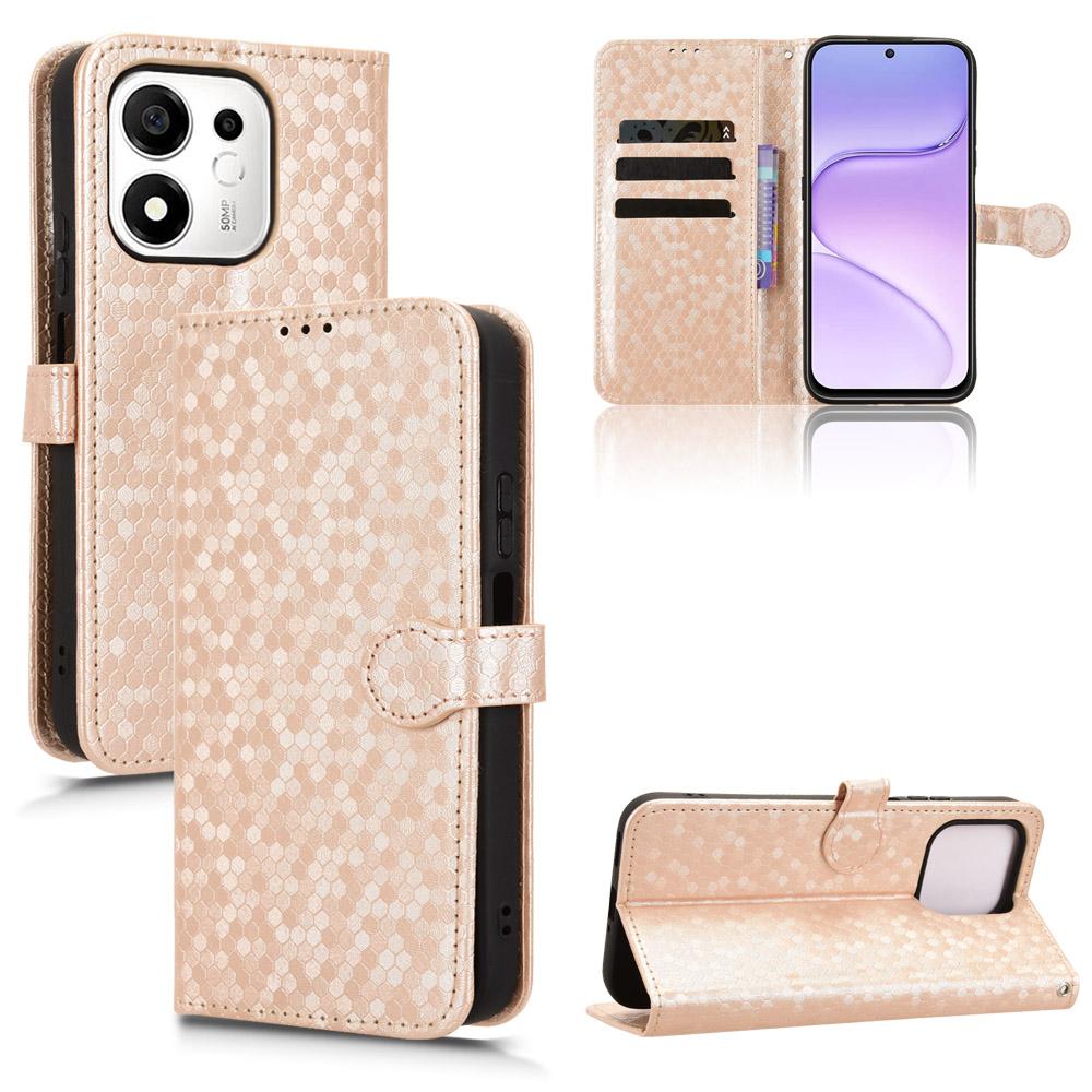 For Honor 600 Smart 5G Honeycomb Dot Texture Leather Phone Case - Gold - EDA005911730B