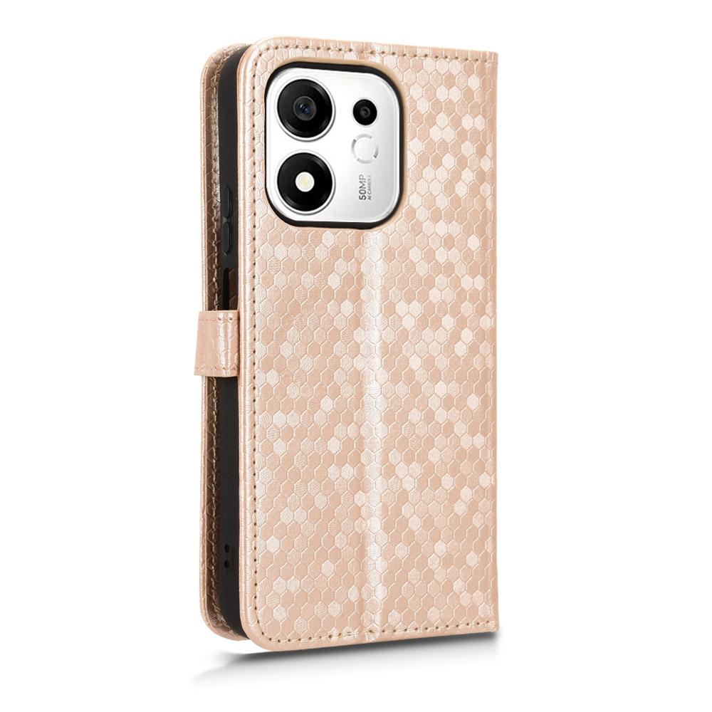 For Honor 600 Smart 5G Honeycomb Dot Texture Leather Phone Case - Gold - EDA005911730B