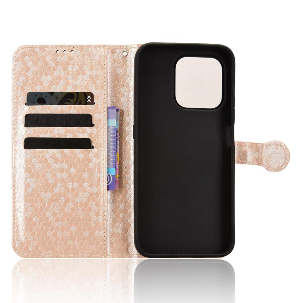 For Honor 600 Smart 5G Honeycomb Dot Texture Leather Phone Case - Gold - EDA005911730B