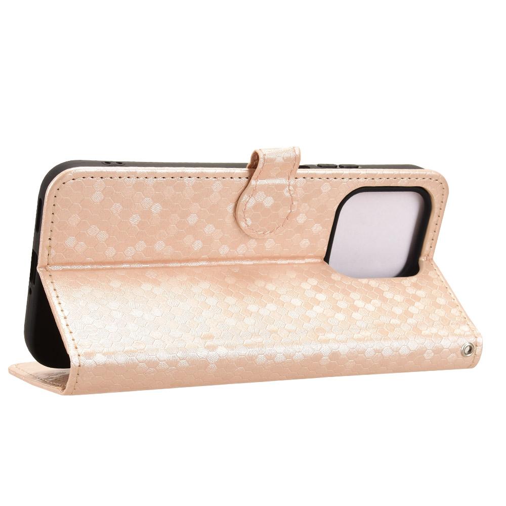 For Honor 600 Smart 5G Honeycomb Dot Texture Leather Phone Case - Gold - EDA005911730B