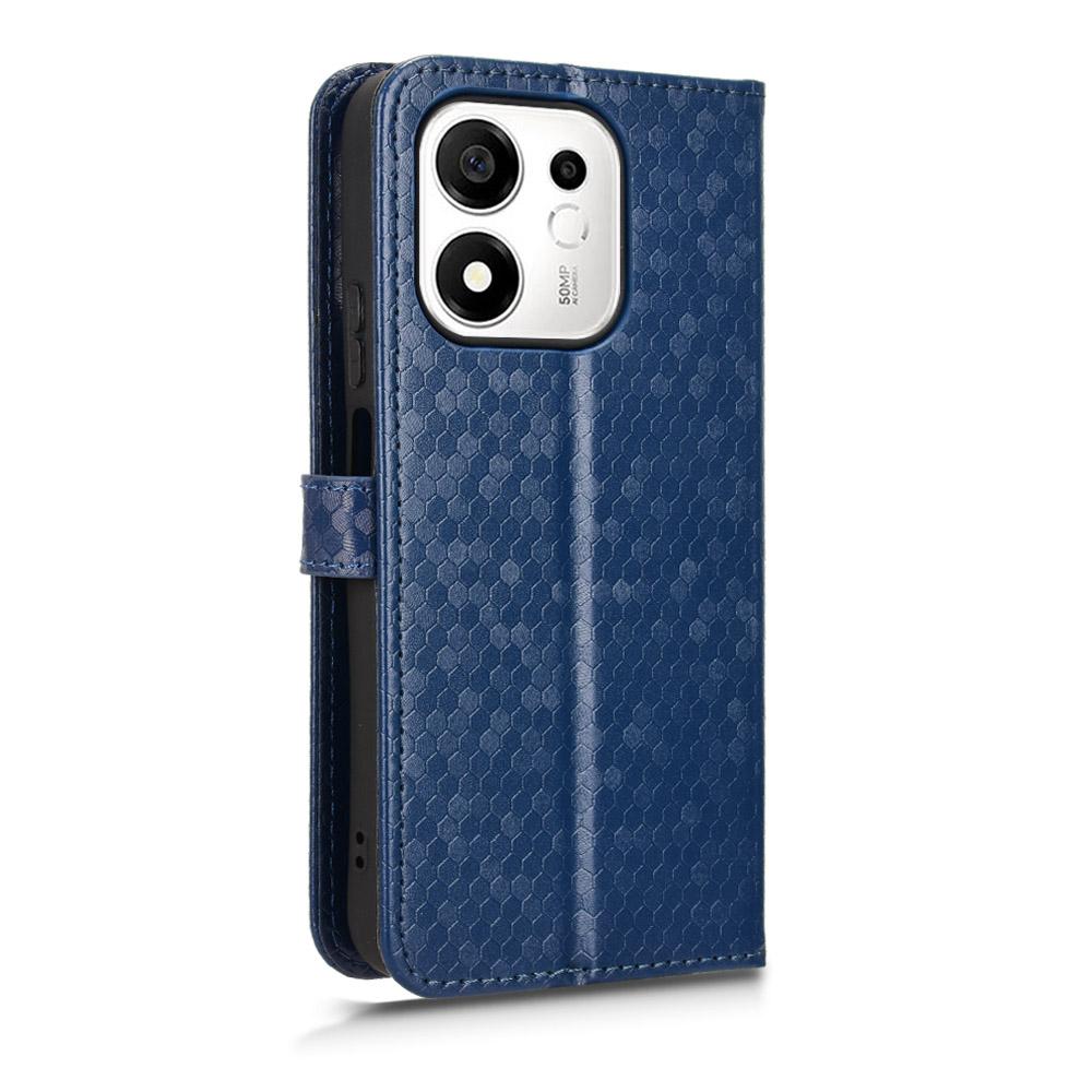 For Honor 600 Smart 5G Honeycomb Dot Texture Leather Phone Case - Blue - EDA005911730C