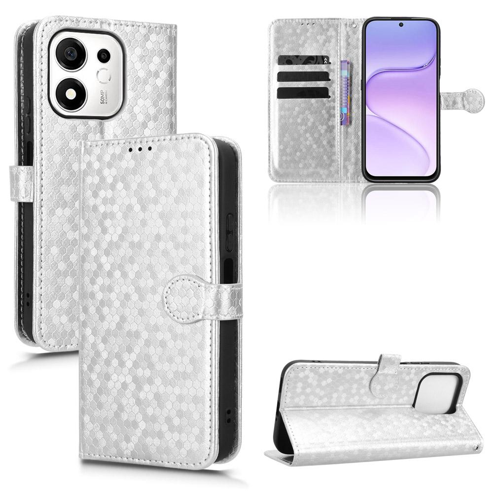 For Honor 600 Smart 5G Honeycomb Dot Texture Leather Phone Case - Silver - EDA005911730E