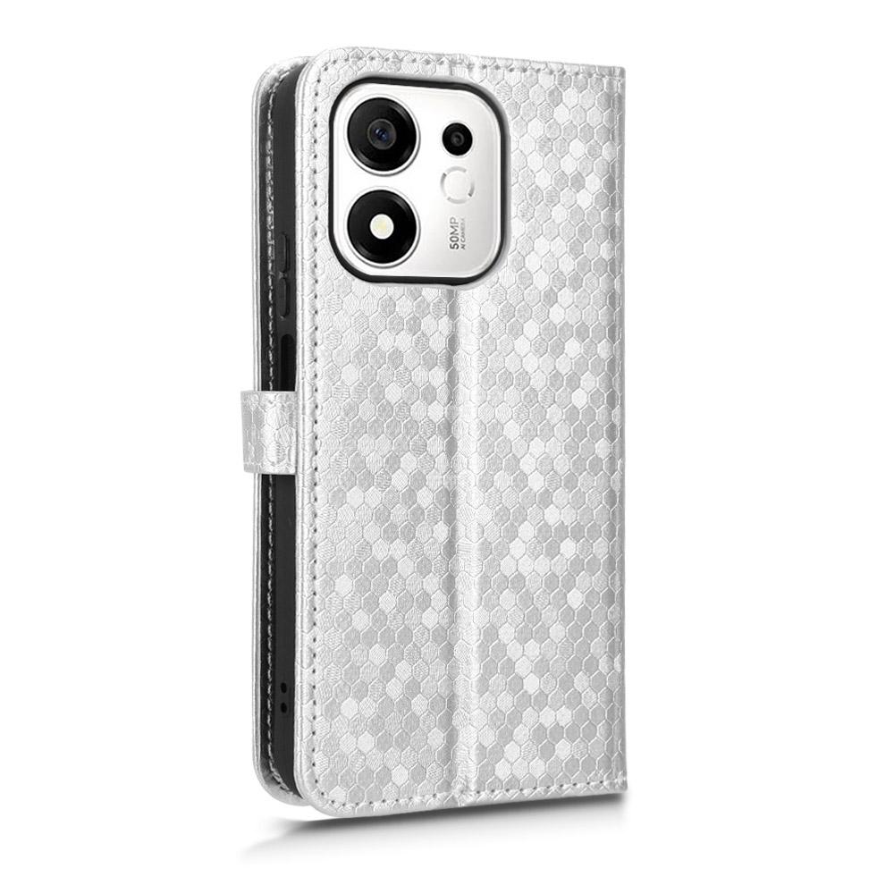 For Honor 600 Smart 5G Honeycomb Dot Texture Leather Phone Case - Silver - EDA005911730E