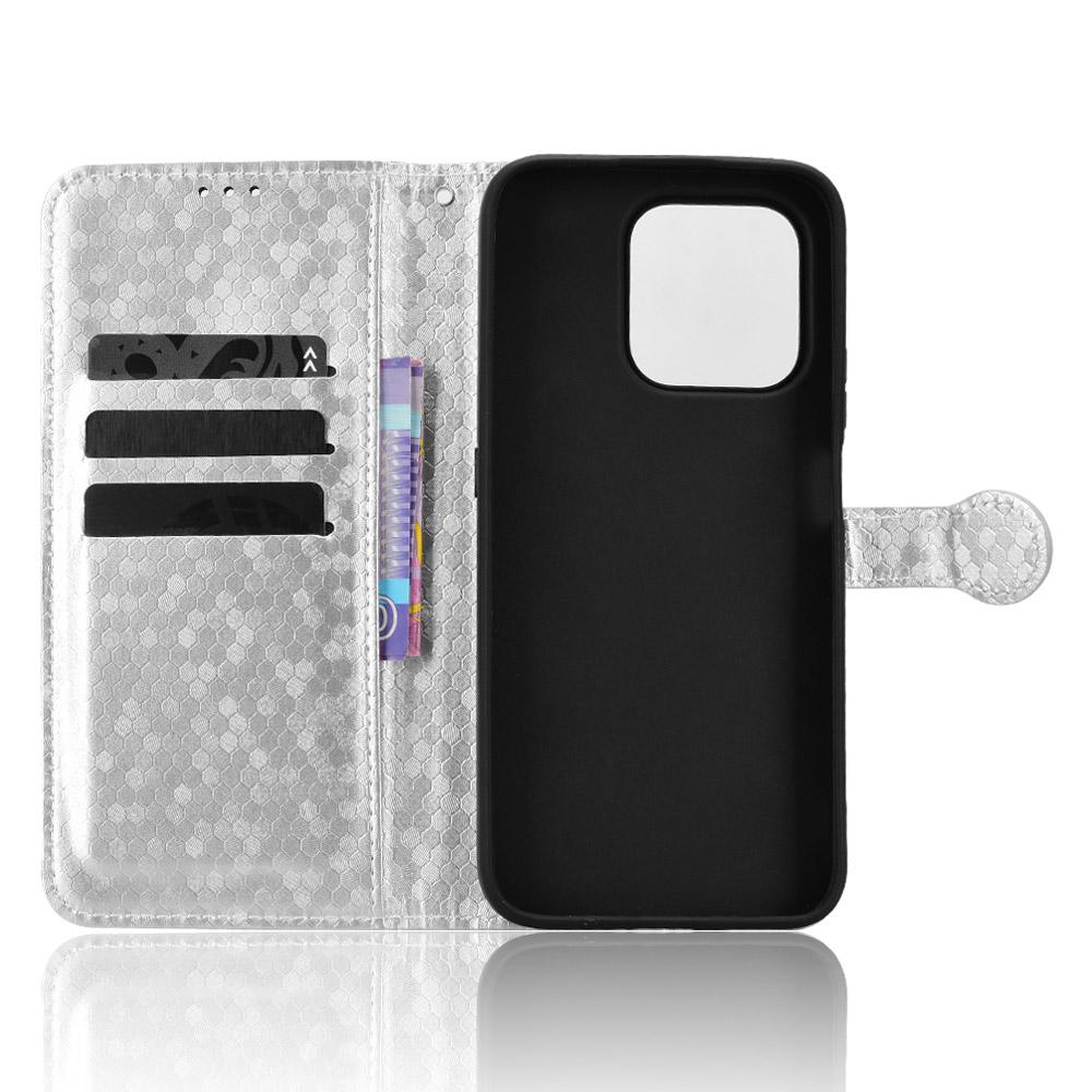 For Honor 600 Smart 5G Honeycomb Dot Texture Leather Phone Case - Silver - EDA005911730E