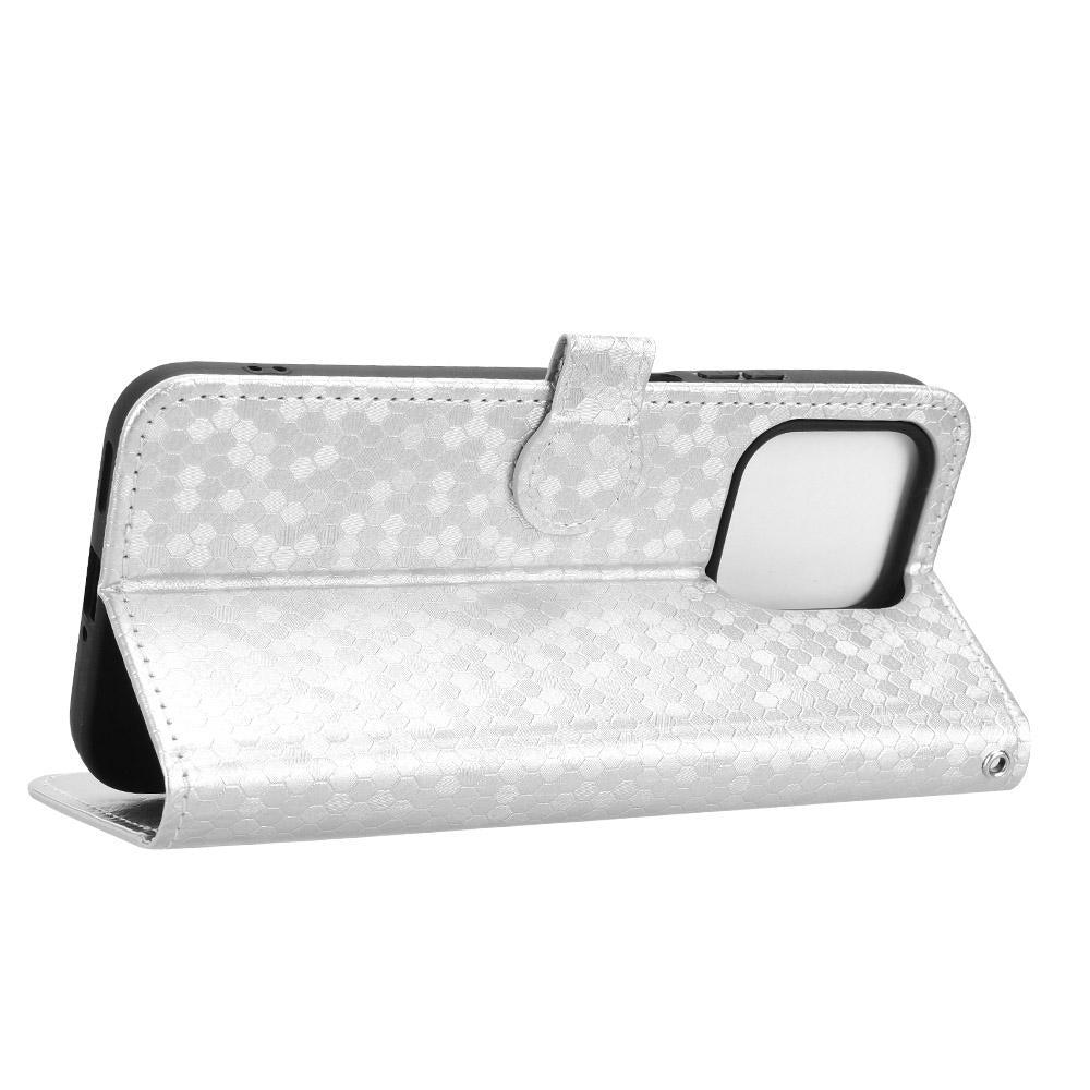 For Honor 600 Smart 5G Honeycomb Dot Texture Leather Phone Case - Silver - EDA005911730E