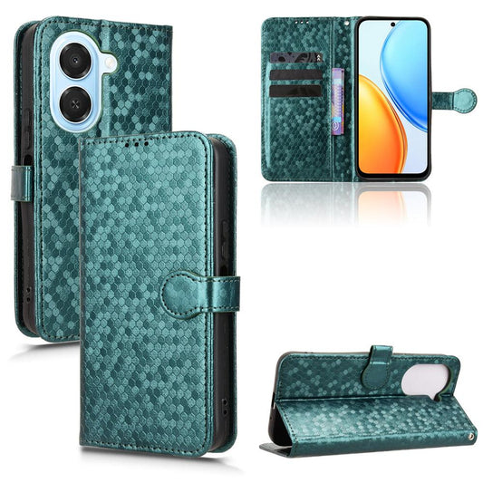 For Honor X7e 4G / Play 80 Plus 5G Honeycomb Dot Texture Leather Phone Case - Green - EDA005911731D