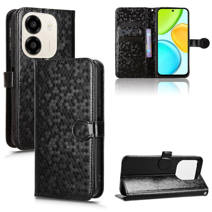 For Honor X6e 4G Honeycomb Dot Texture Leather Phone Case - Black - EDA005911732A