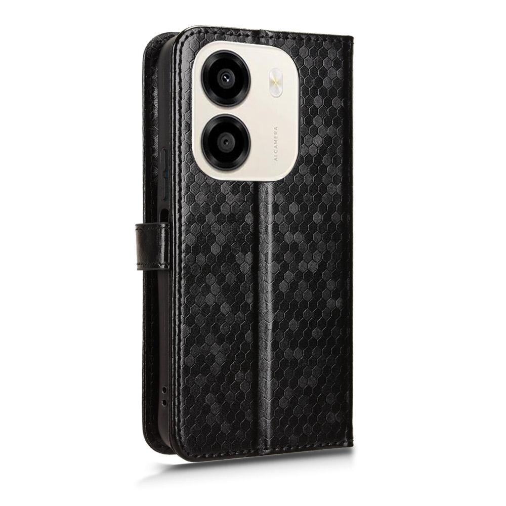 For Honor X6e 4G Honeycomb Dot Texture Leather Phone Case - Black - EDA005911732A