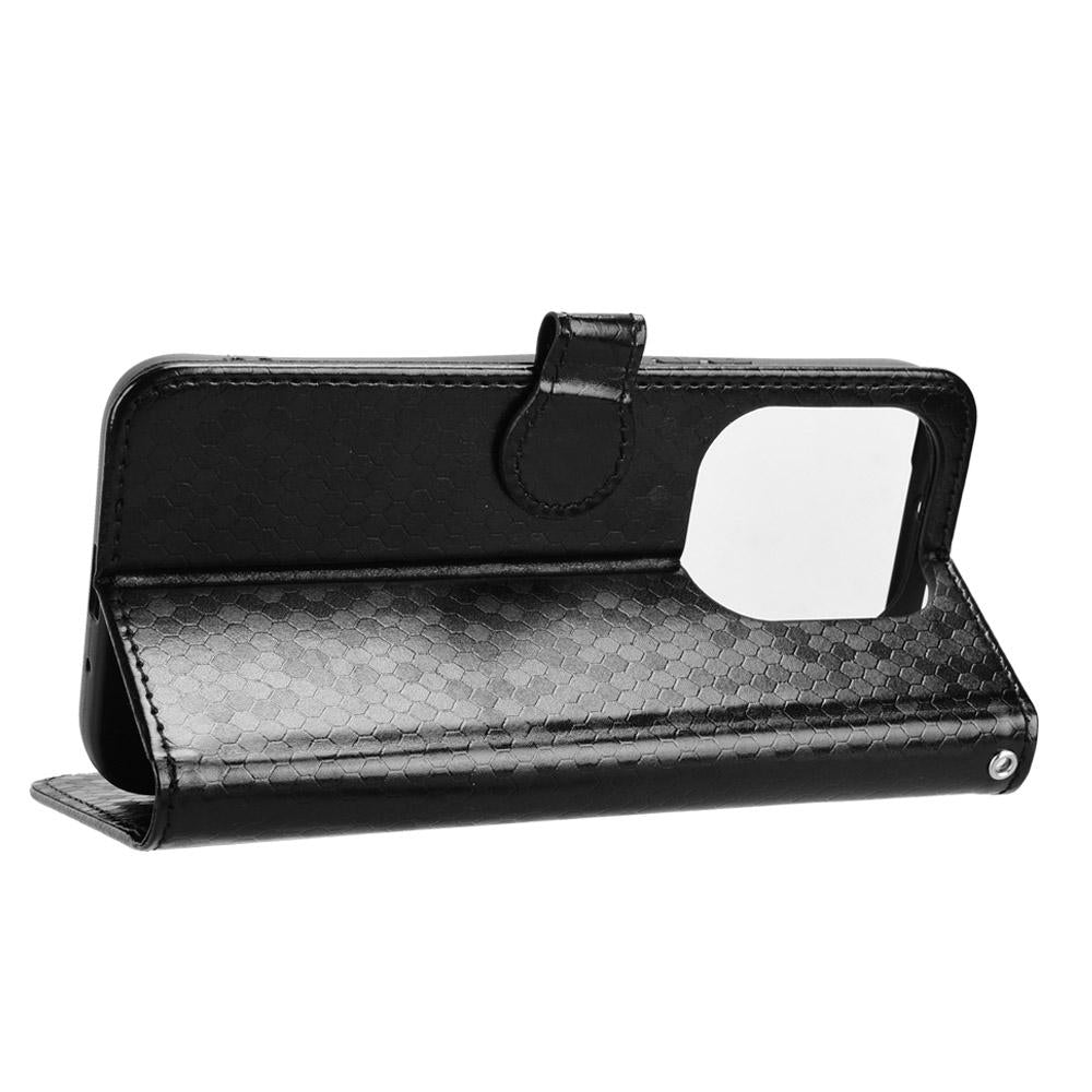 For Honor X6e 4G Honeycomb Dot Texture Leather Phone Case - Black - EDA005911732A