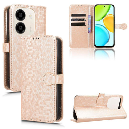For Honor X6e 4G Honeycomb Dot Texture Leather Phone Case - Gold - EDA005911732B