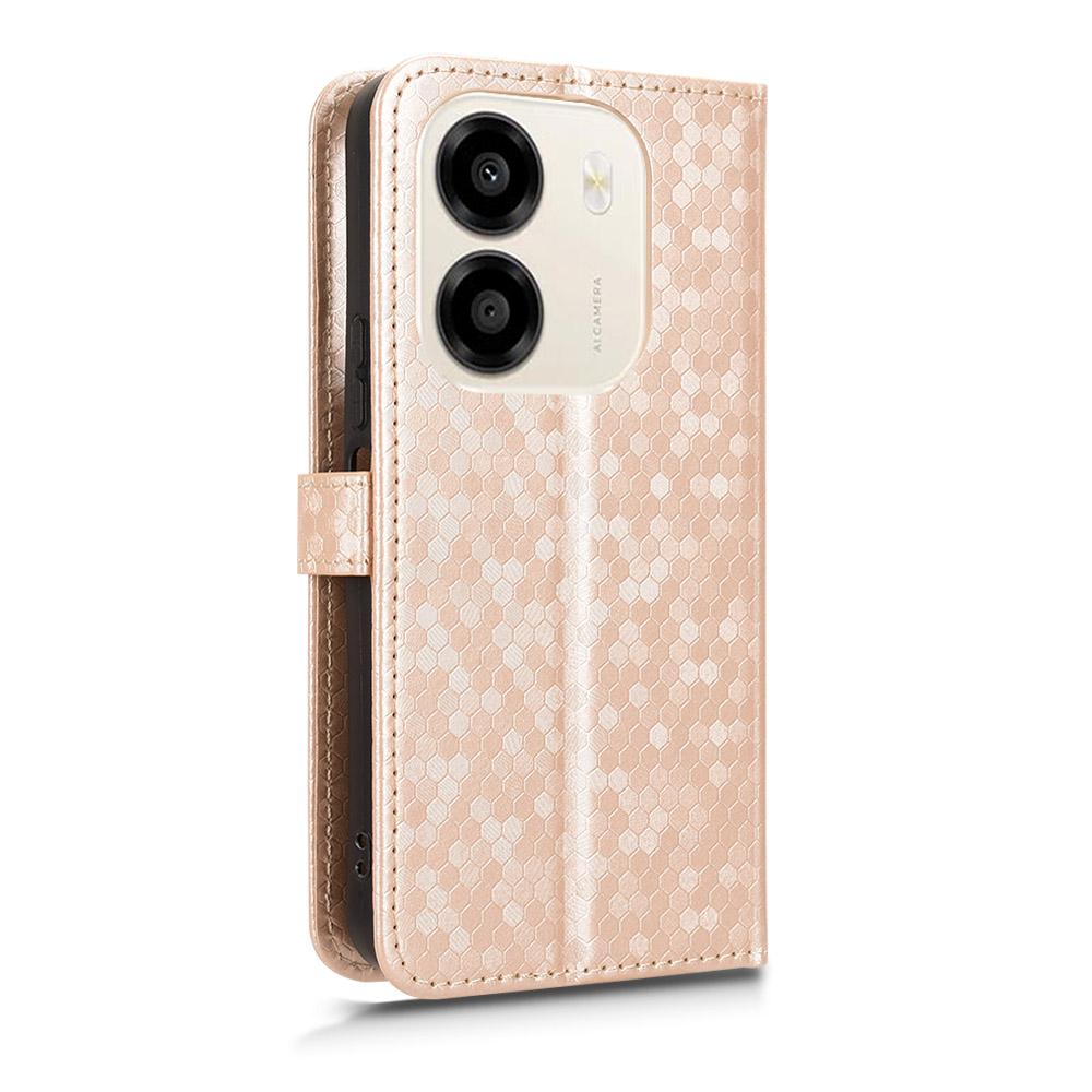 For Honor X6e 4G Honeycomb Dot Texture Leather Phone Case - Gold - EDA005911732B