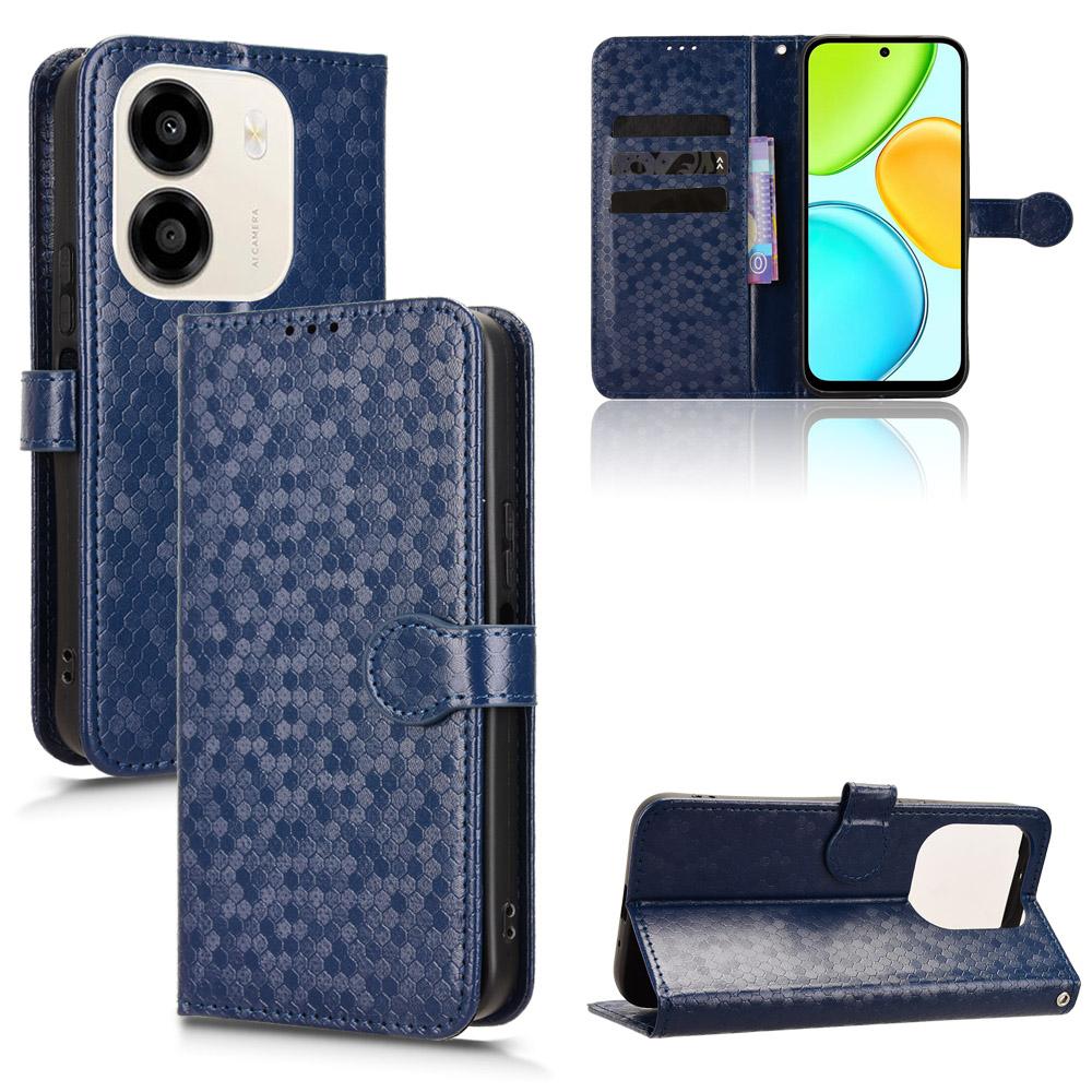 For Honor X6e 4G Honeycomb Dot Texture Leather Phone Case - Blue - EDA005911732C