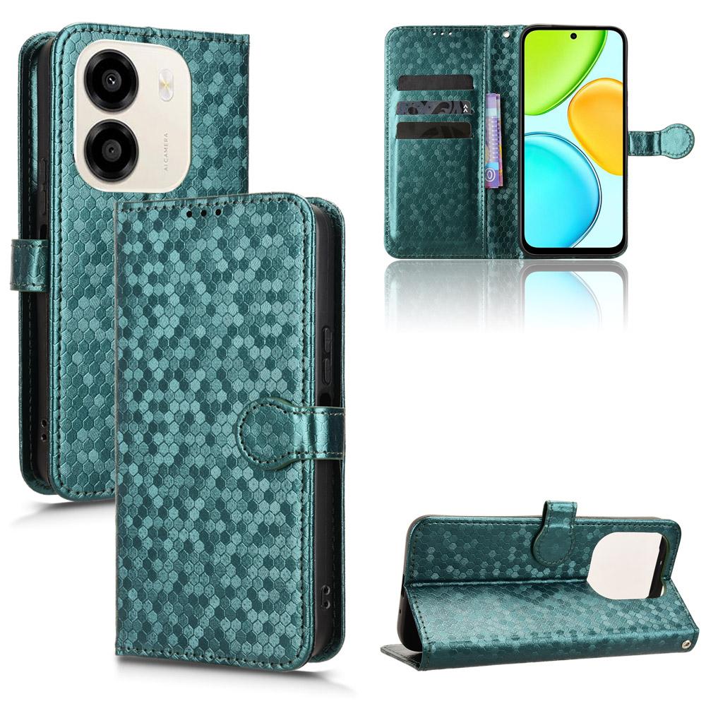 For Honor X6e 4G Honeycomb Dot Texture Leather Phone Case - Green - EDA005911732D