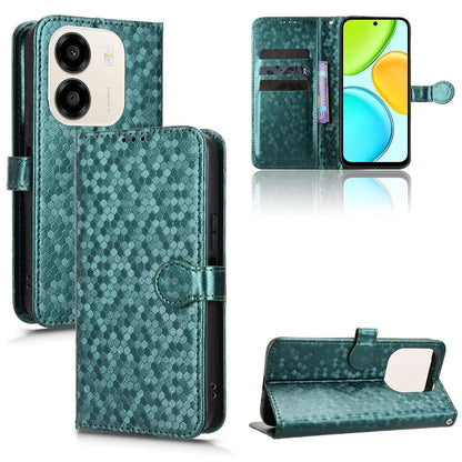 For Honor X6e 4G Honeycomb Dot Texture Leather Phone Case - Green - EDA005911732D