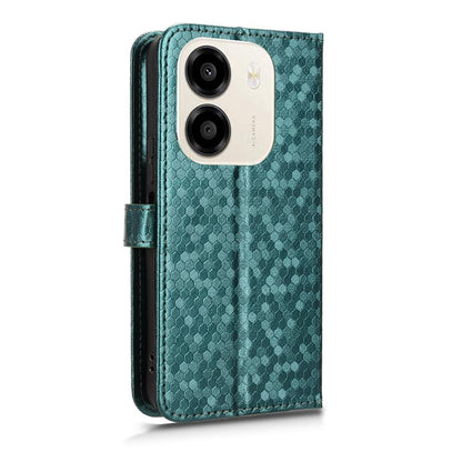 For Honor X6e 4G Honeycomb Dot Texture Leather Phone Case - Green - EDA005911732D
