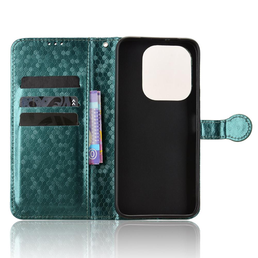 For Honor X6e 4G Honeycomb Dot Texture Leather Phone Case - Green - EDA005911732D