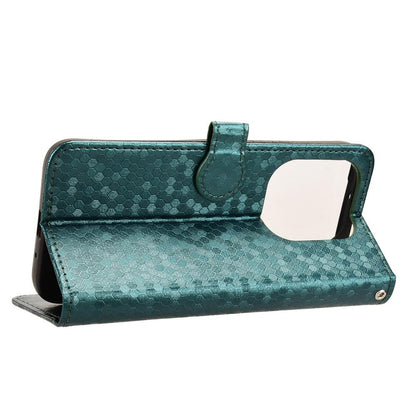 For Honor X6e 4G Honeycomb Dot Texture Leather Phone Case - Green - EDA005911732D