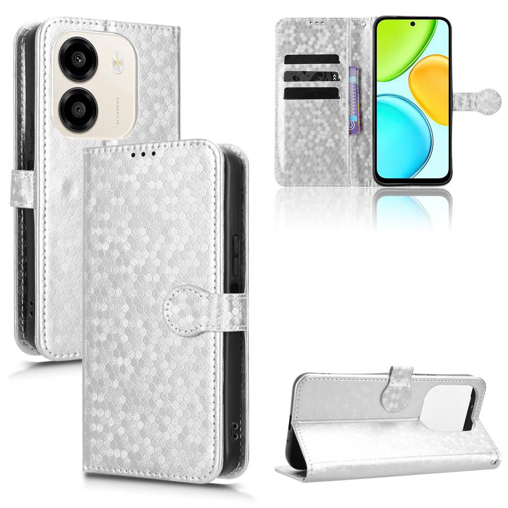 For Honor X6e 4G Honeycomb Dot Texture Leather Phone Case - Silver - EDA005911732E