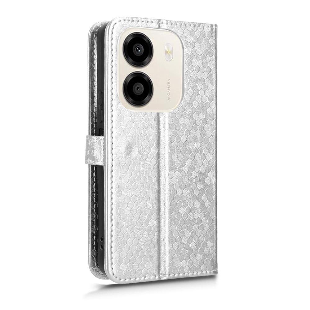 For Honor X6e 4G Honeycomb Dot Texture Leather Phone Case - Silver - EDA005911732E