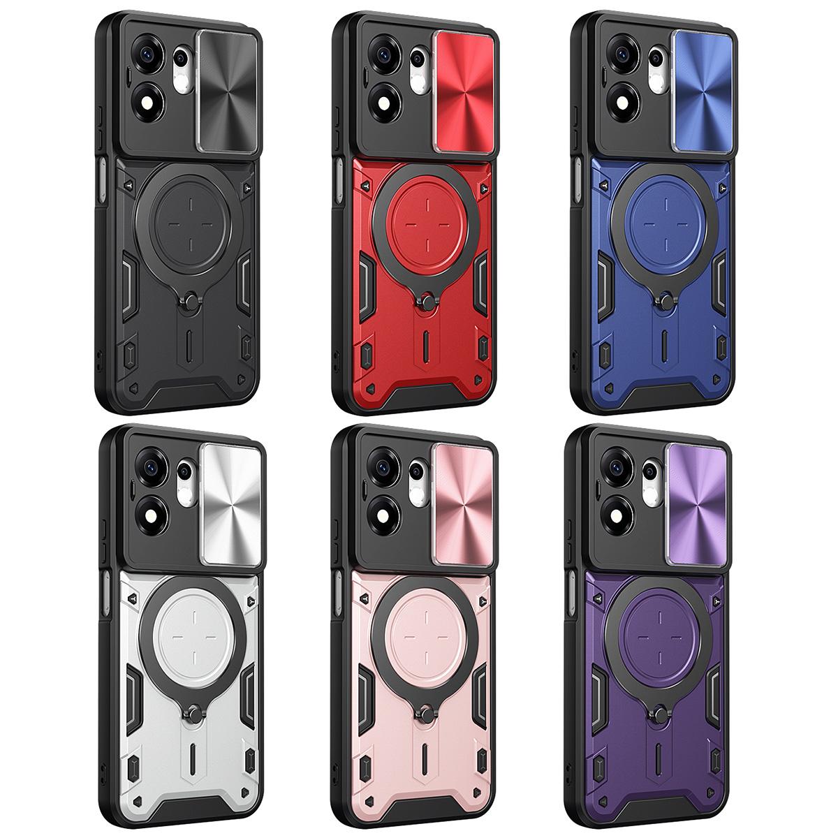 For Honor 600 Smart 5G CD Texture Sliding Camshield Magnetic Holder Phone Case(Black)