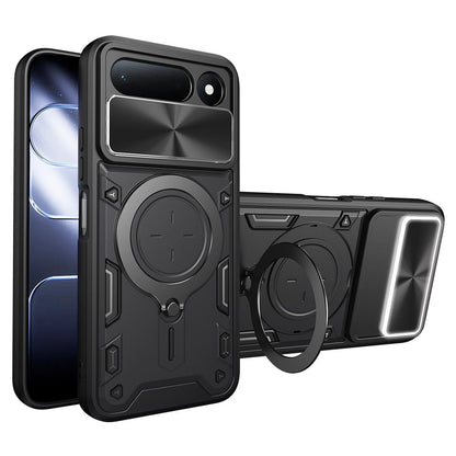 For Tecno Spark 50 5G CD Texture Sliding Camshield Magnetic Holder Phone Case - Black - EDA005920814B