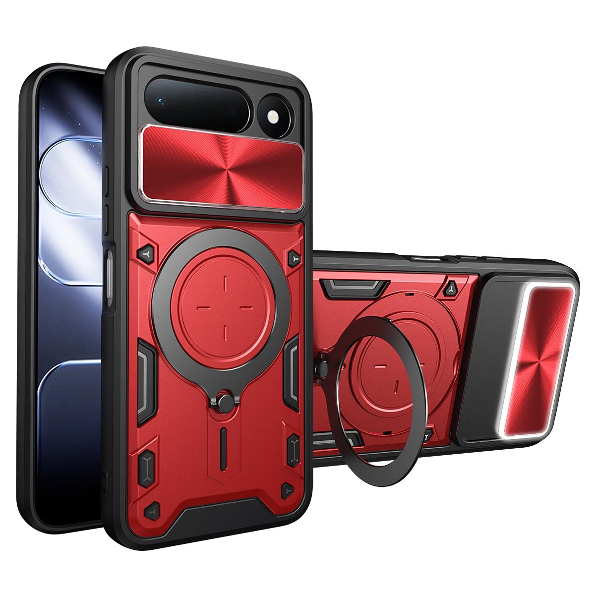 For Tecno Spark 50 5G CD Texture Sliding Camshield Magnetic Holder Phone Case - Red - EDA005920814C