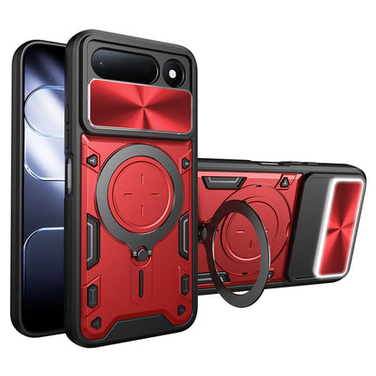 For Tecno Spark 50 5G CD Texture Sliding Camshield Magnetic Holder Phone Case - Red - EDA005920814C