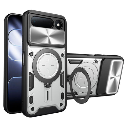 For Tecno Spark 50 5G CD Texture Sliding Camshield Magnetic Holder Phone Case - Silver - EDA005920814E