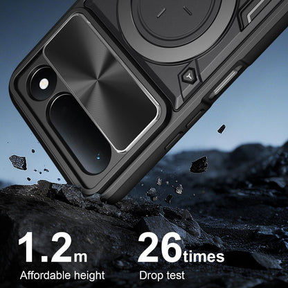 For Tecno Spark 50 5G CD Texture Sliding Camshield Magnetic Holder Phone Case - Silver - EDA005920814E
