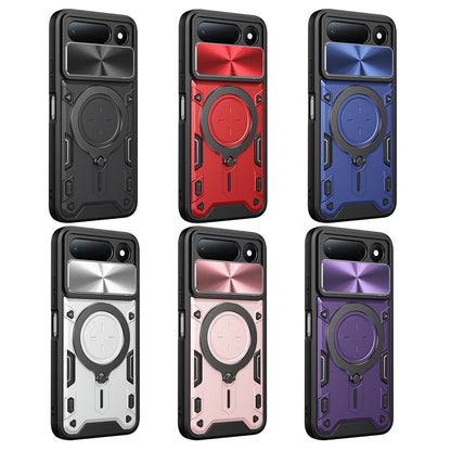 For Tecno Spark 50 5G CD Texture Sliding Camshield Magnetic Holder Phone Case - Purple - EDA005920814F