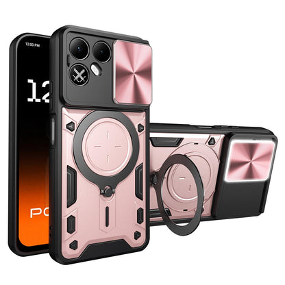 For Tecno Pova 8 5G CD Texture Sliding Camshield Magnetic Holder Phone Case(Pink)