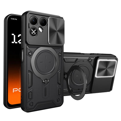 For Tecno Pova 8 5G CD Texture Sliding Camshield Magnetic Holder Phone Case(Black)