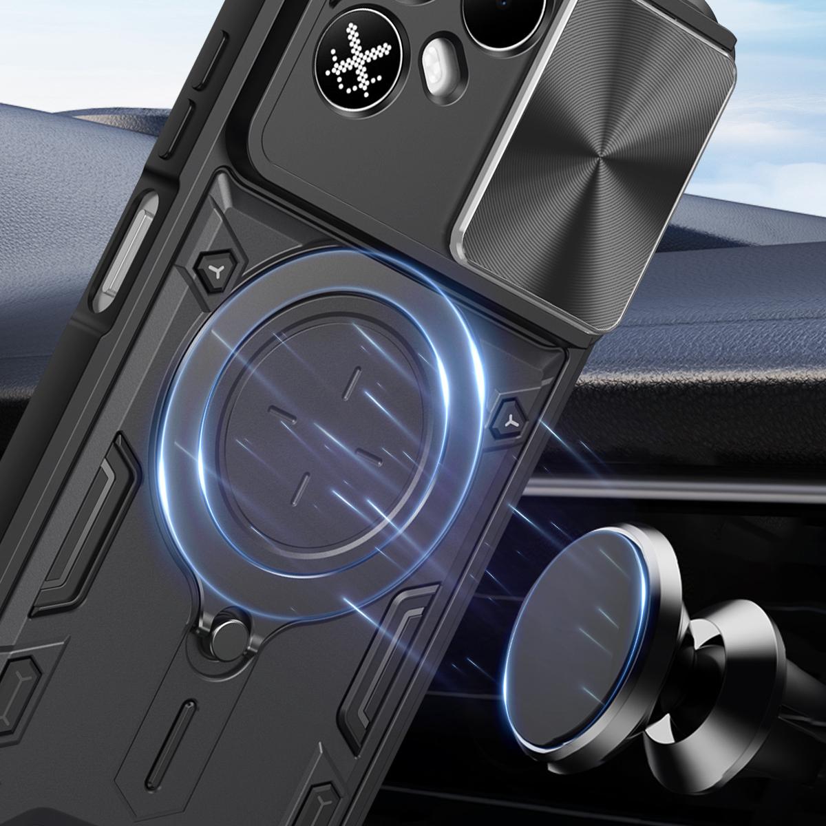 For Tecno Pova 8 5G CD Texture Sliding Camshield Magnetic Holder Phone Case(Black)