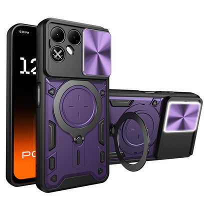 For Tecno Pova 8 5G CD Texture Sliding Camshield Magnetic Holder Phone Case(Purple)