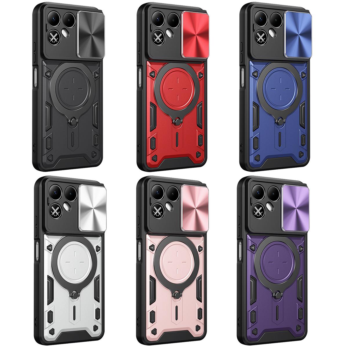 For Tecno Pova 8 5G CD Texture Sliding Camshield Magnetic Holder Phone Case(Purple)