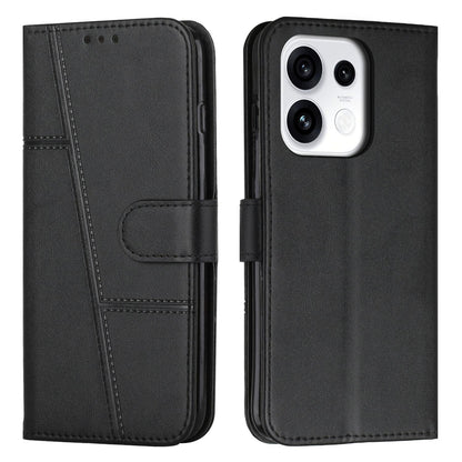 For OPPO Reno16 / Reno16 Pro 5G Global Stitching Calf Texture Buckle Leather Phone Case - Black - EDA005933327A