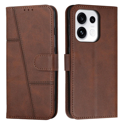 For OPPO Reno16 / Reno16 Pro 5G Global Stitching Calf Texture Buckle Leather Phone Case - Brown - EDA005933327B