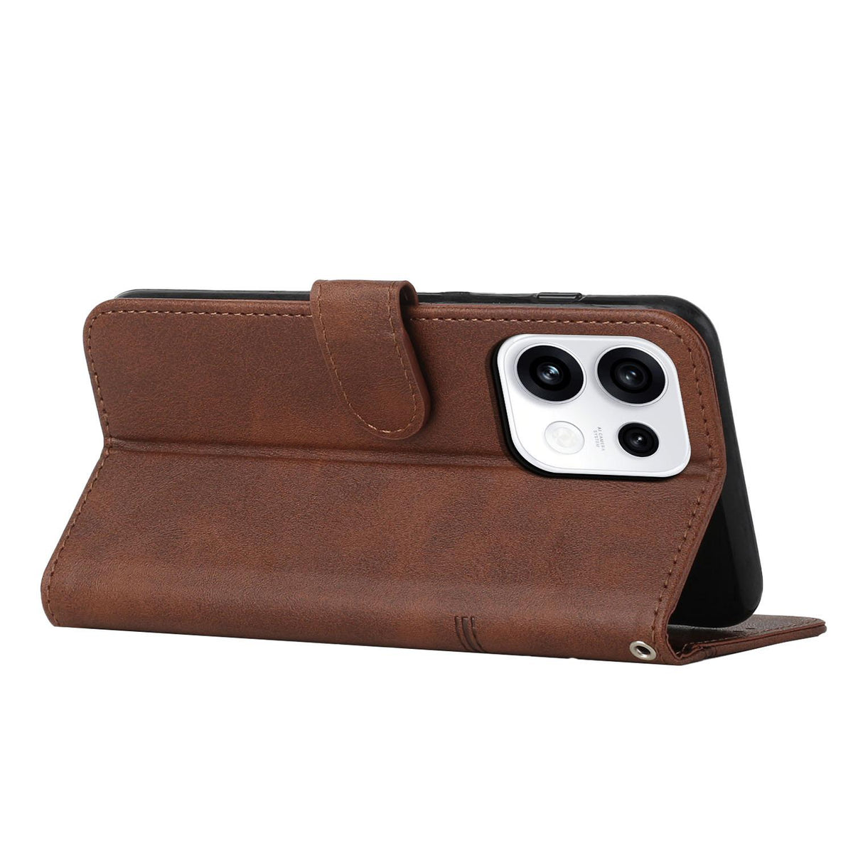 For OPPO Reno16 / Reno16 Pro 5G Global Stitching Calf Texture Buckle Leather Phone Case - Brown - EDA005933327B