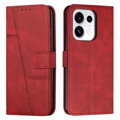 For OPPO Reno16 / Reno16 Pro 5G Global Stitching Calf Texture Buckle Leather Phone Case - Red - EDA005933327C