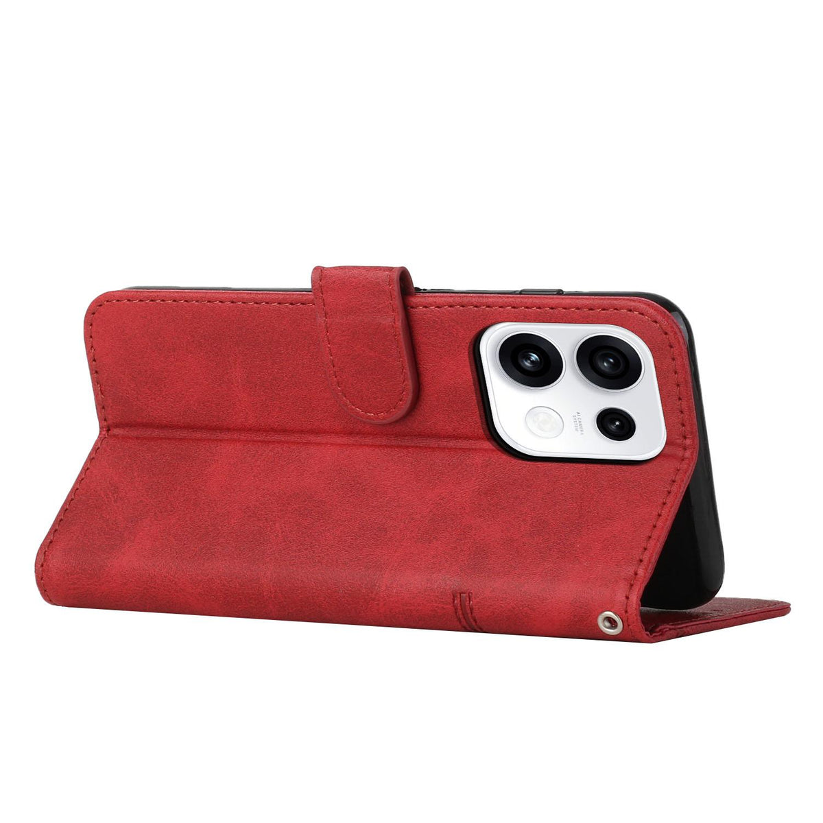 For OPPO Reno16 / Reno16 Pro 5G Global Stitching Calf Texture Buckle Leather Phone Case - Red - EDA005933327C