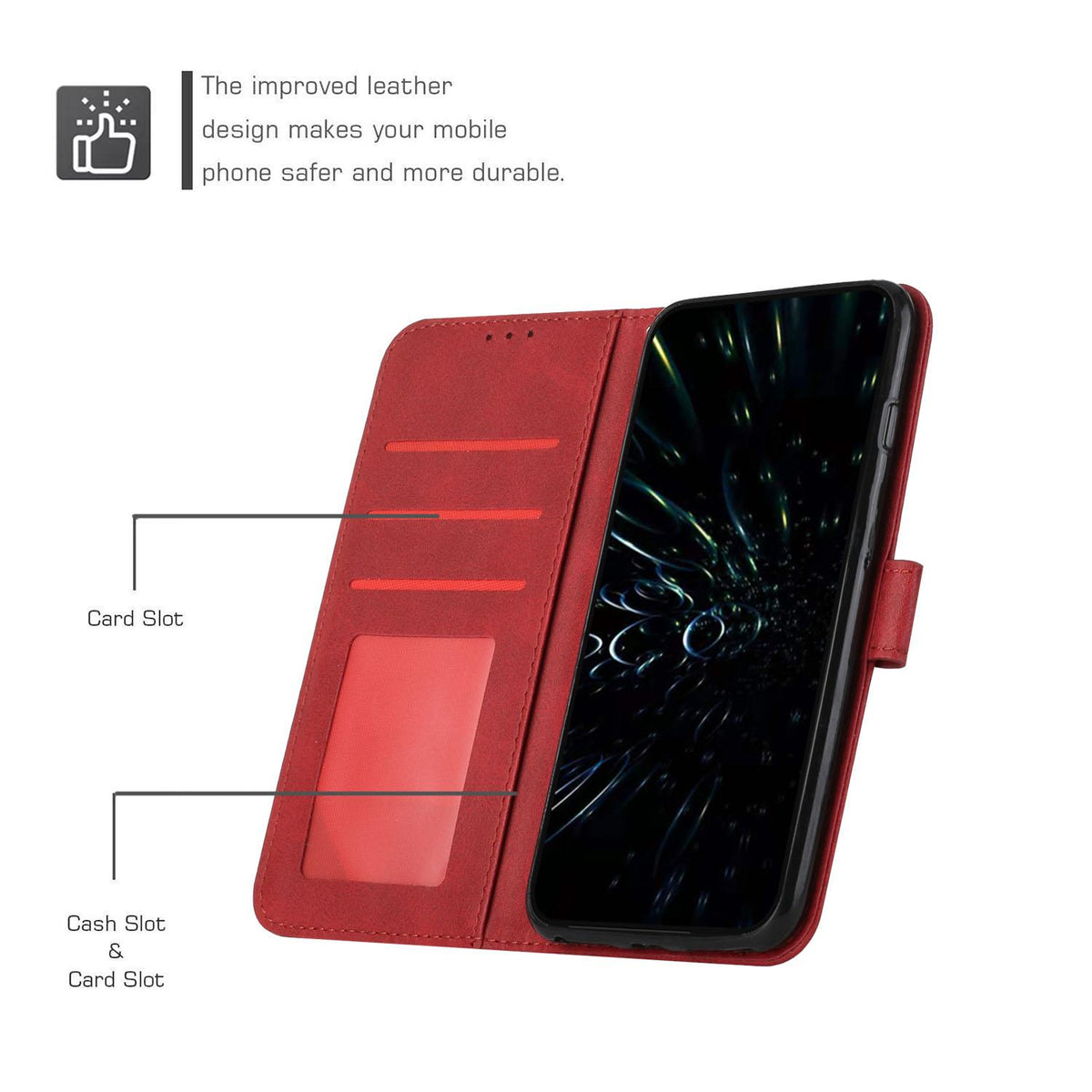 For OPPO Reno16 / Reno16 Pro 5G Global Stitching Calf Texture Buckle Leather Phone Case - Red - EDA005933327C