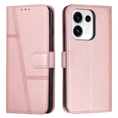 For OPPO Reno16 / Reno16 Pro 5G Global Stitching Calf Texture Buckle Leather Phone Case - Rose Gold - EDA005933327E