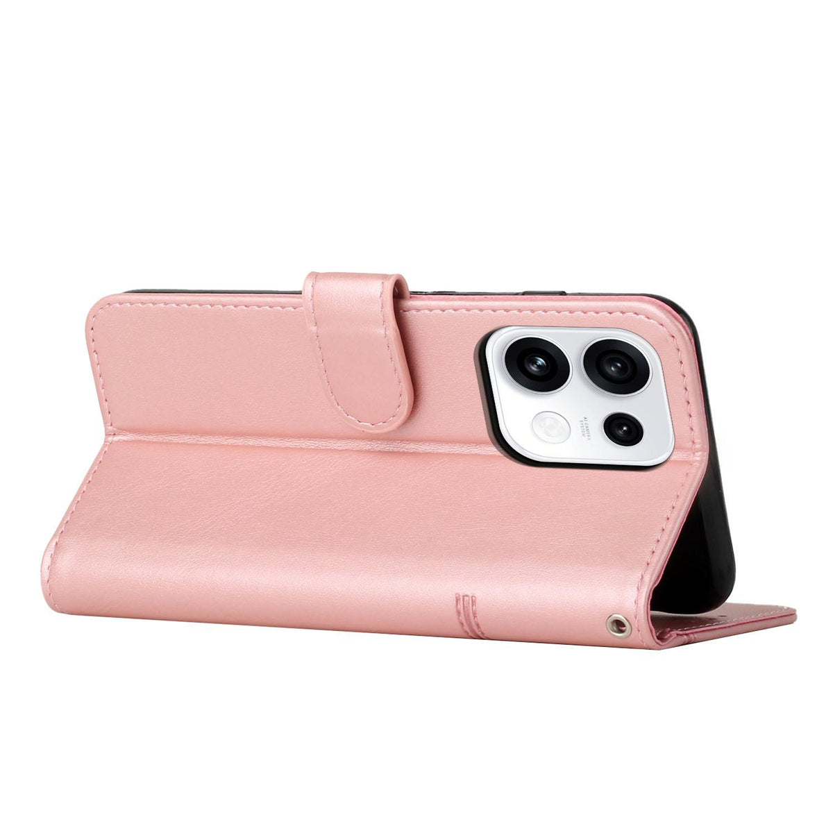 For OPPO Reno16 / Reno16 Pro 5G Global Stitching Calf Texture Buckle Leather Phone Case - Rose Gold - EDA005933327E