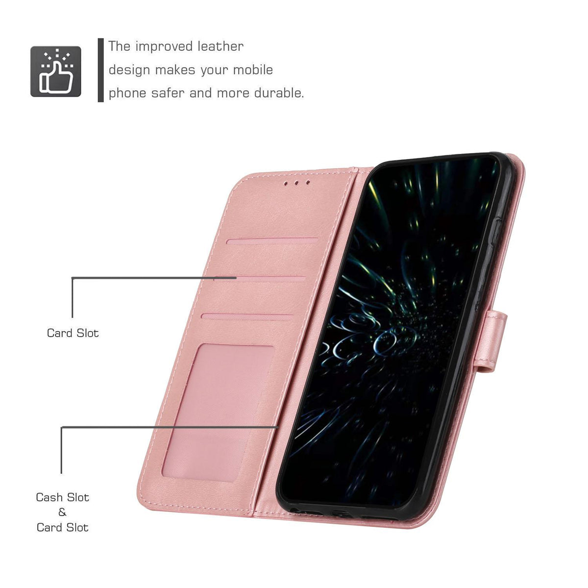 For OPPO Reno16 / Reno16 Pro 5G Global Stitching Calf Texture Buckle Leather Phone Case - Rose Gold - EDA005933327E