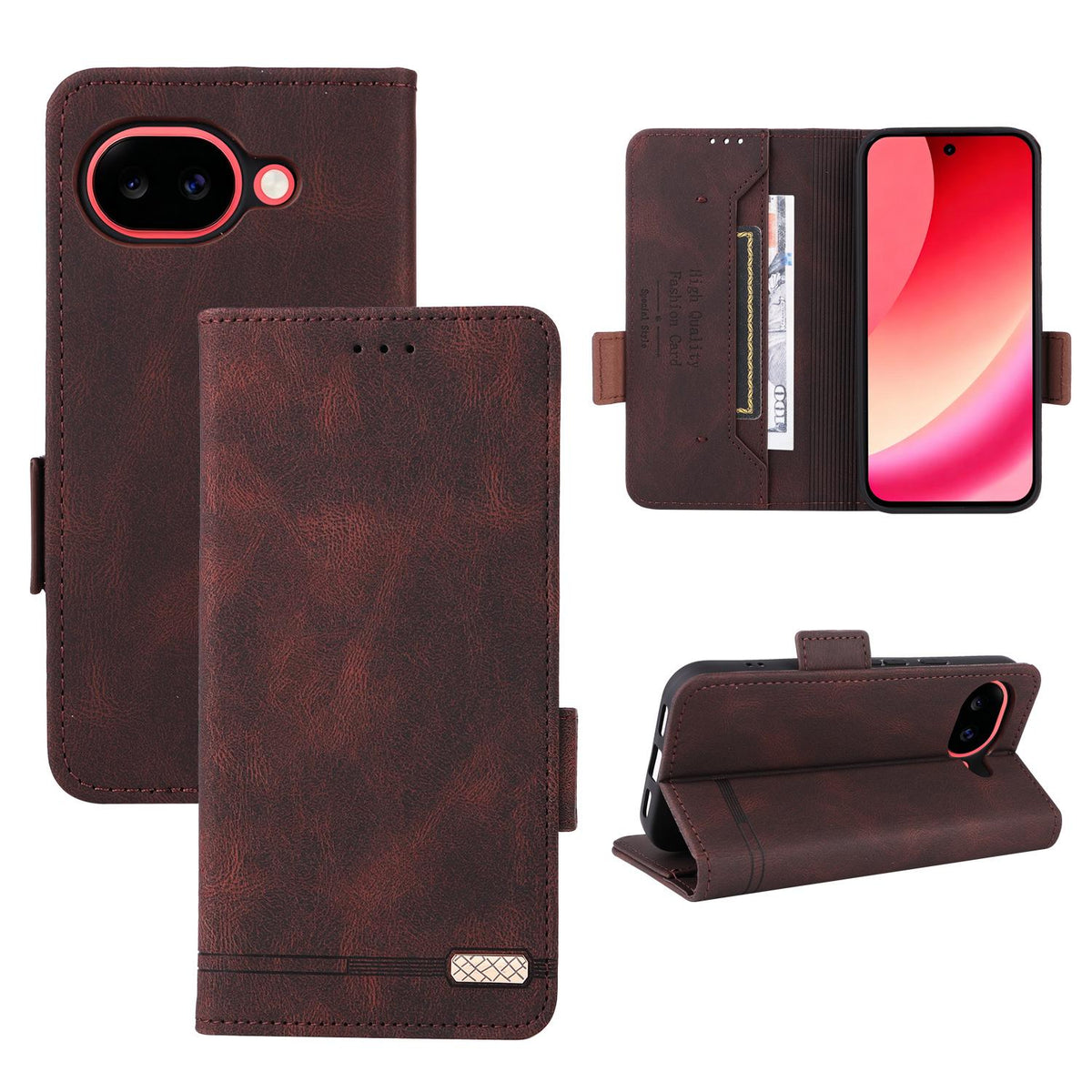 For Google Pixel 11a Magnetic Clasp Leather Phone Case - Brown - EDA005944007A