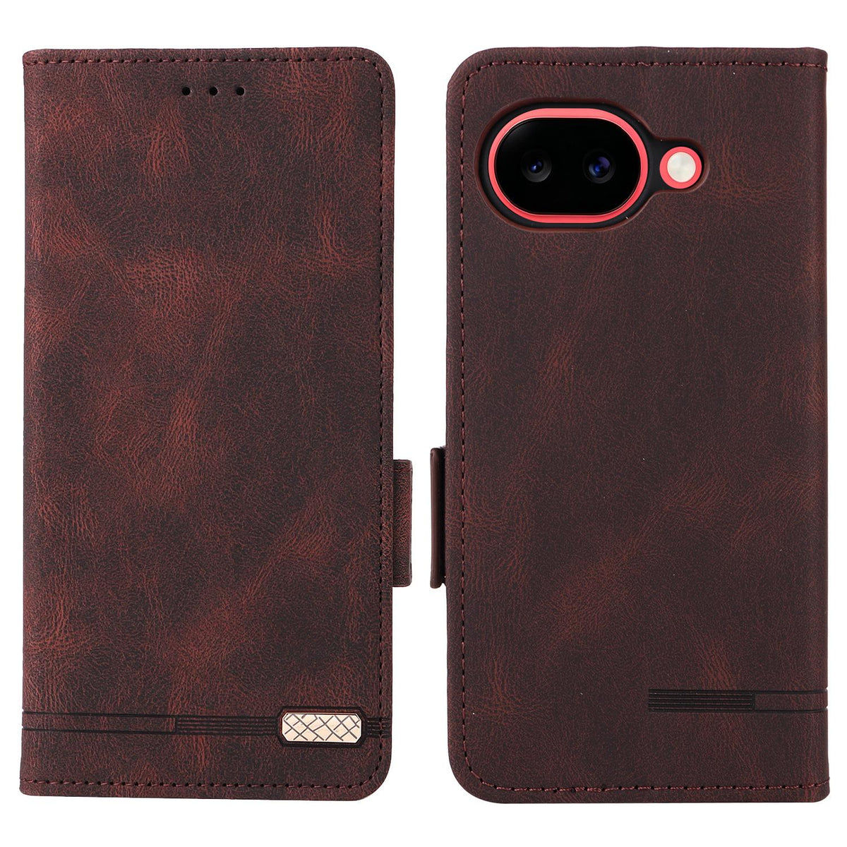 For Google Pixel 11a Magnetic Clasp Leather Phone Case - Brown - EDA005944007A