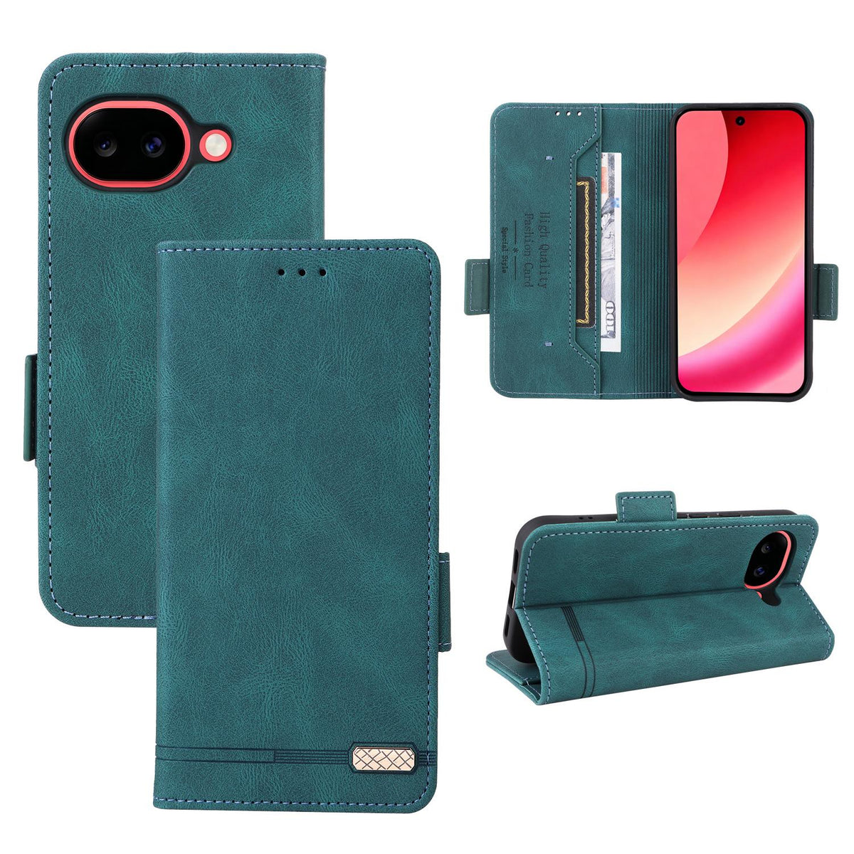 For Google Pixel 11a Magnetic Clasp Leather Phone Case - Green - EDA005944007B