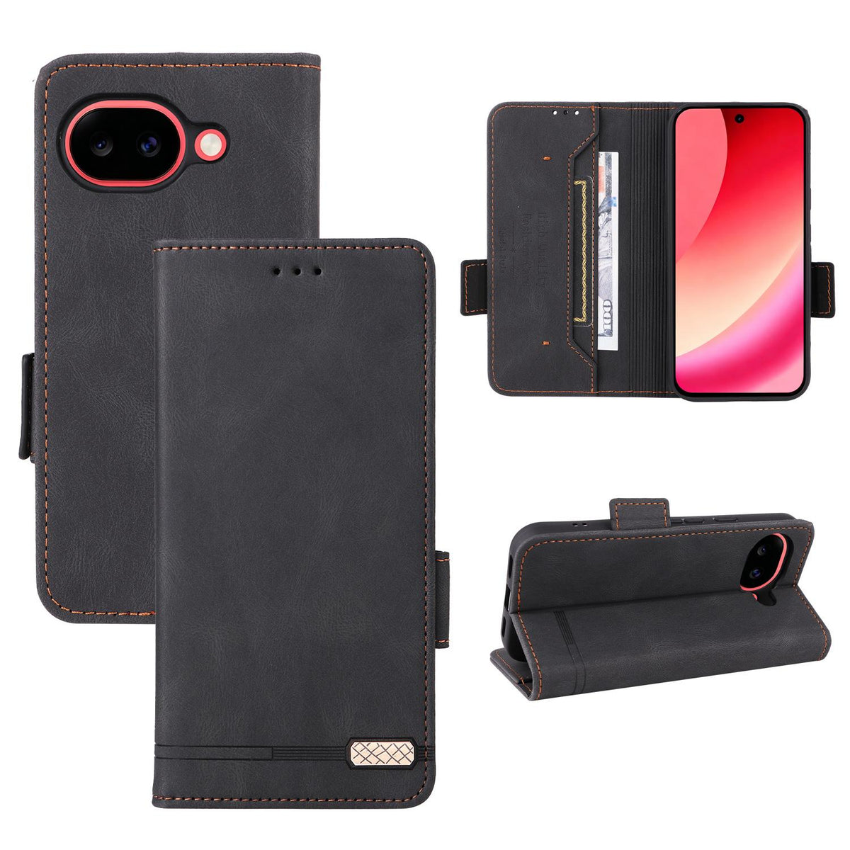 For Google Pixel 11a Magnetic Clasp Leather Phone Case - Black - EDA005944007D