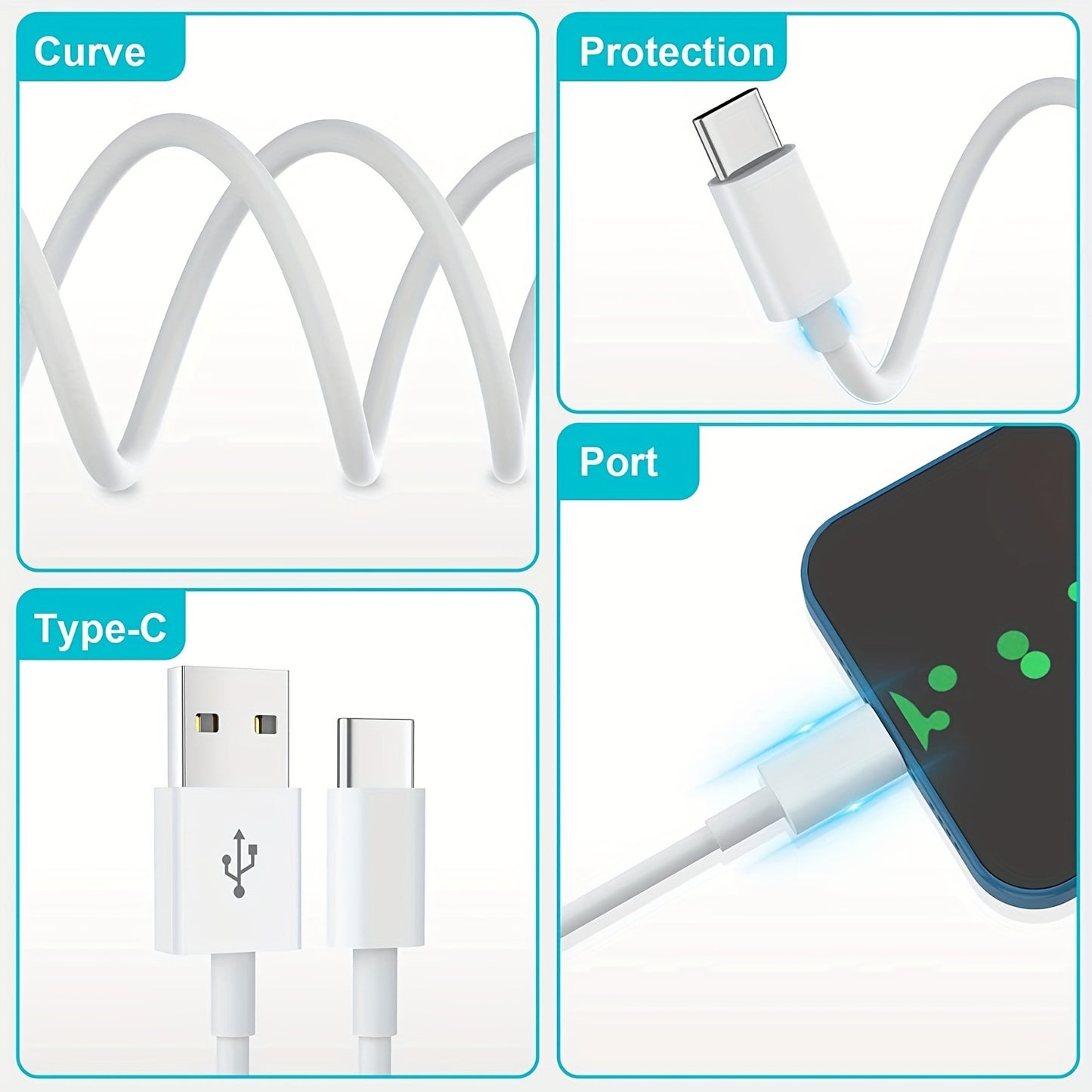 USB to Type-C Fast Charging Data Cable, Length: 1m