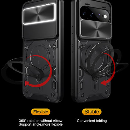 For Google Pixel 11 Pro XL CD Texture Sliding Camshield Magnetic Holder Phone Case(Black)